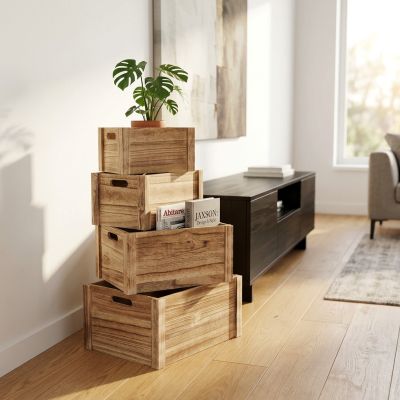 JAXSON - set di 4 cassette in legno