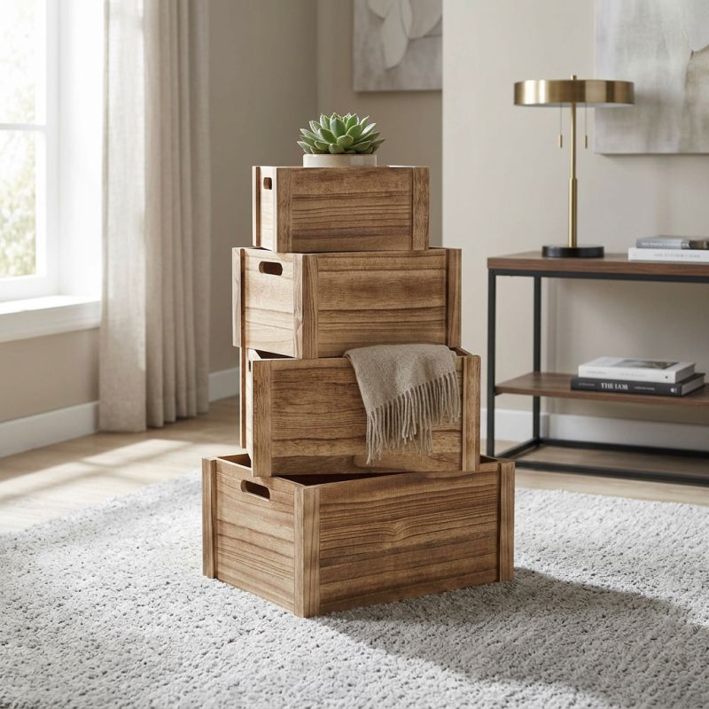 JAXSON - set di 4 cassette in legno