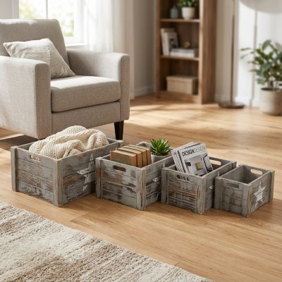 ELIAS - set di 4 cassette in legno