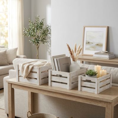 BRYSON - set di 3 cassette in legno