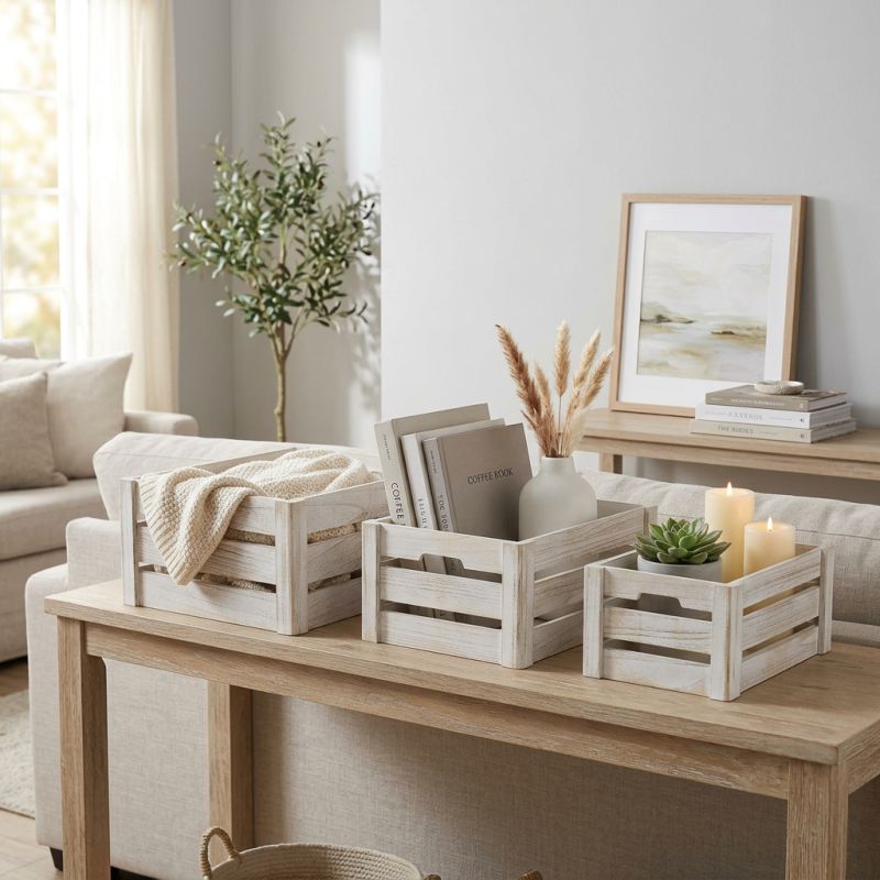BRYSON - set di 3 cassette in legno