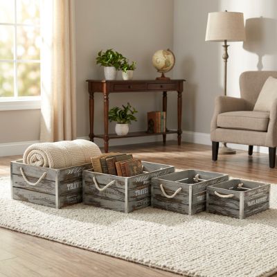 GREYSON - set di 4 cassette in legno