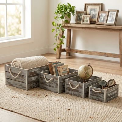 GREYSON - set di 4 cassette in legno