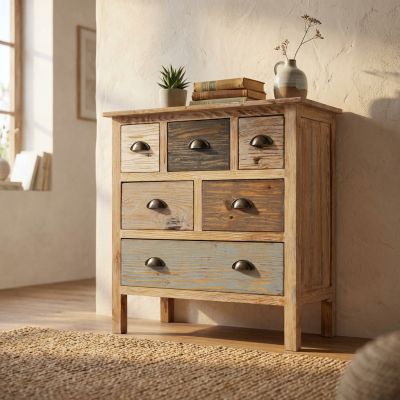 COLORWOOD - cassettiera sei cassetti in legno colorato da 75 cm