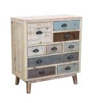 COLORWOOD - cassettiera nove cassetti in legno colorato da 80 cm