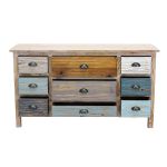 COLORWOOD - cassettiera nove cassetti in legno colorato da 130 cm