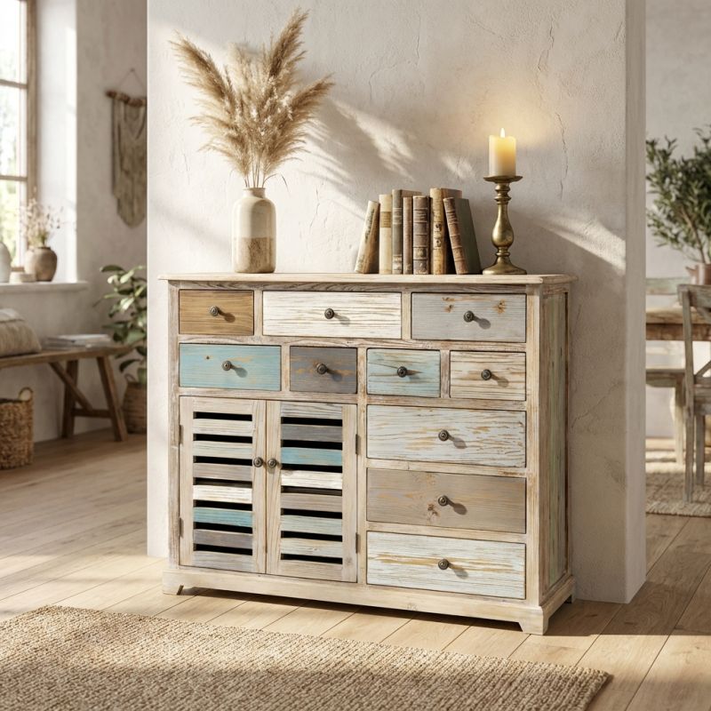 COLORWOOD - credenza multicassetto in legno colorato