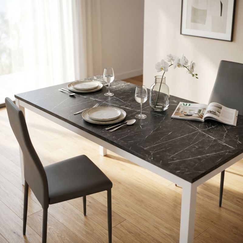 FLICK - tavolo effetto marmo allungabile 110 x 70