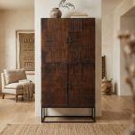 MANTRA - credenza con decoro 4 ante legno e ferro