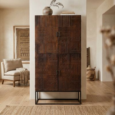 MANTRA - credenza con decoro 4 ante legno e ferro