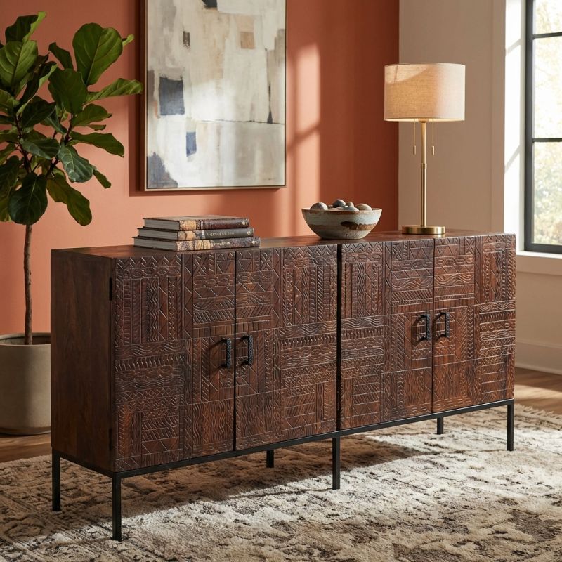 MANTRA - madia con decoro 4 ante legno e ferro