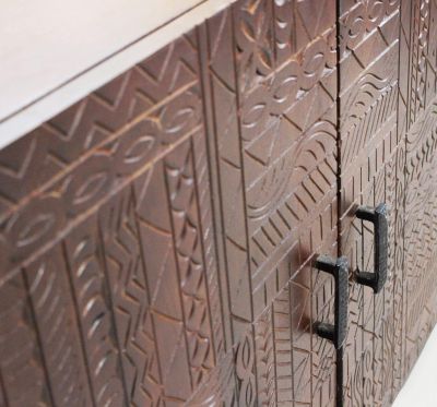 MANTRA - madia con decoro 4 ante legno e ferro