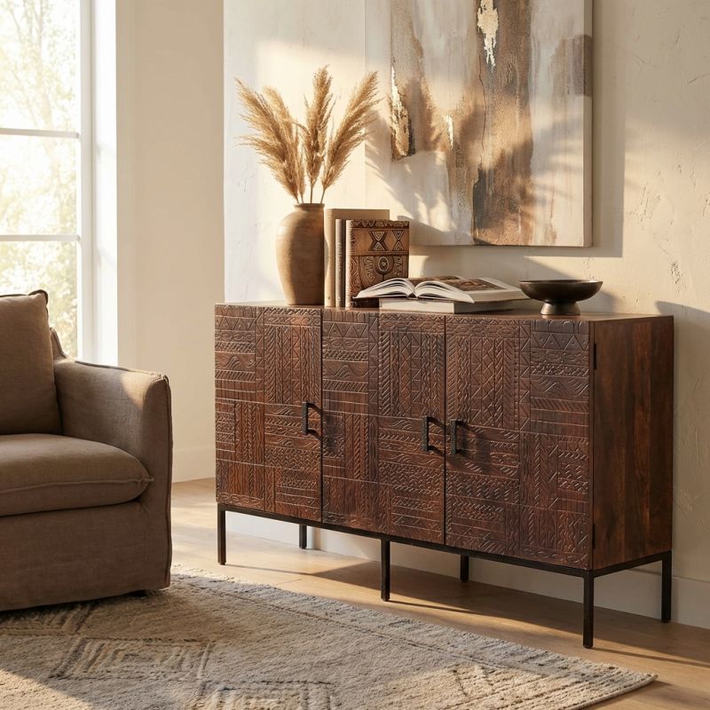 MANTRA - madia con decoro 3 ante legno e ferro