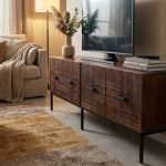 MANTRA - porta tv con decoro 4 ante legno e ferro