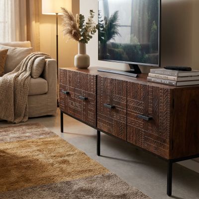 MANTRA - porta tv con decoro 4 ante legno e ferro