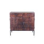 MANTRA - comò con decoro 2 ante 2 cassetti legno e ferro