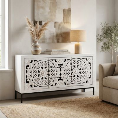 OHM - madia con decoro 2 ante 3 cassetti legno e ferro