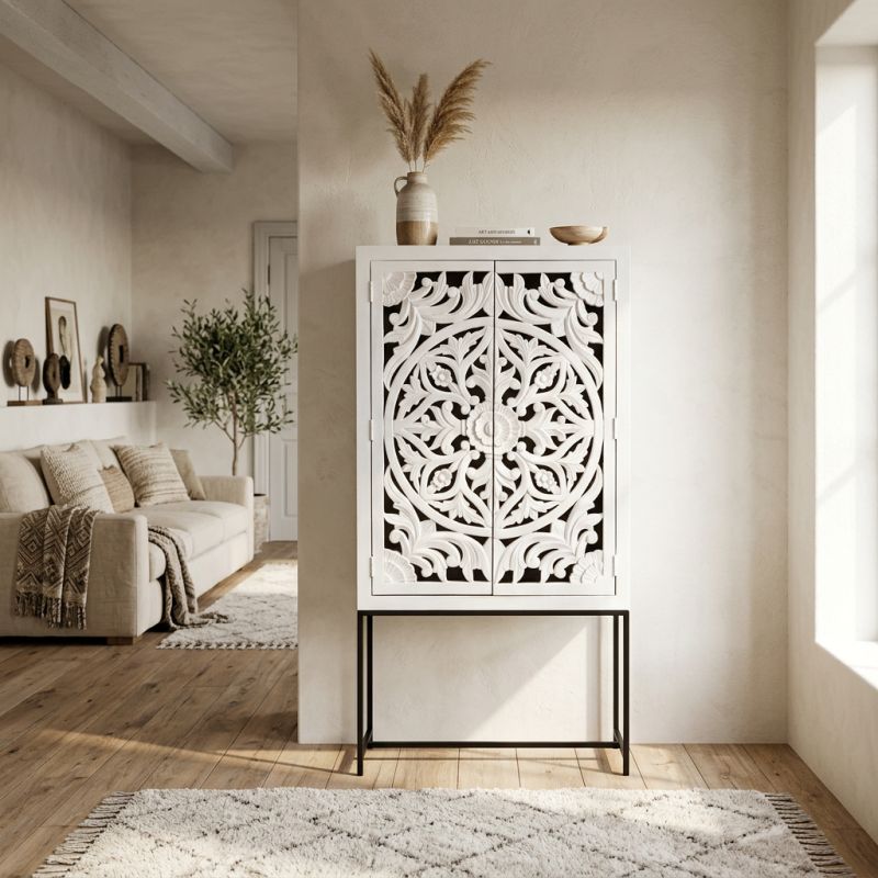 OHM - credenza con decoro 2 ante legno e ferro