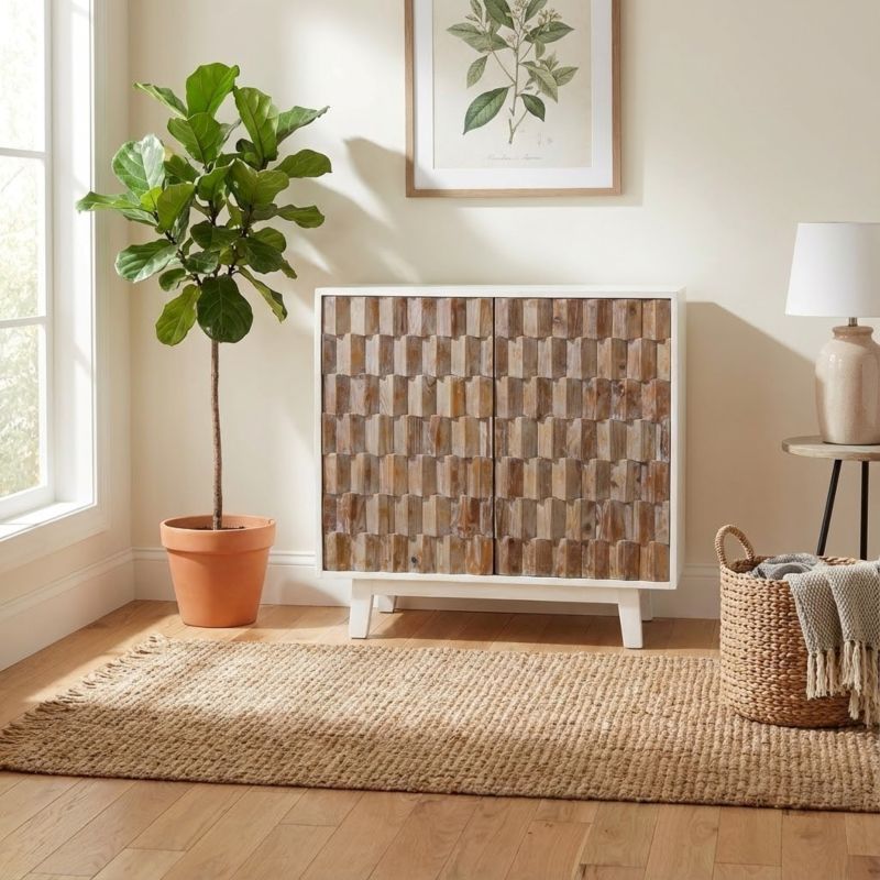 MATRIX - madia a due ante con decoro in legno