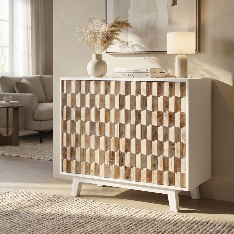 MATRIX - madia a due ante con decoro in legno