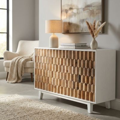 MATRIX - madia a tre ante con decoro in legno