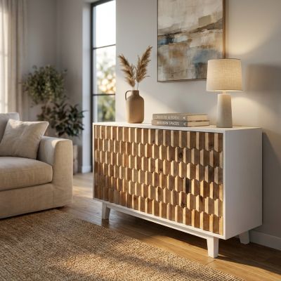 MATRIX - madia a tre ante con decoro in legno