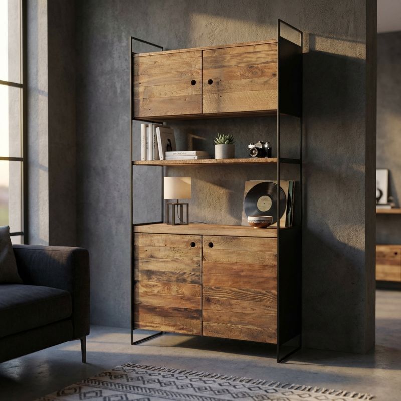 PINUS BLACK - credenza in pino riciclato