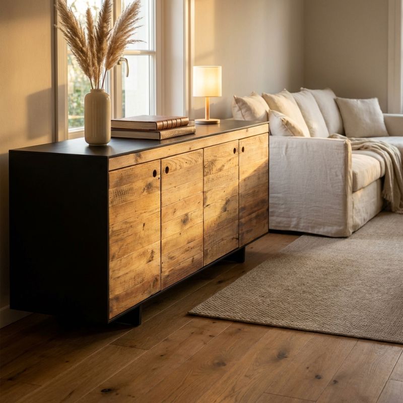 PINUS BLACK - madia 4 ante in pino riciclato