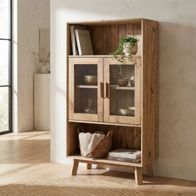 PINUS - credenza con vetrina in pino riciclato