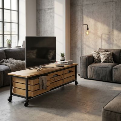 RAKY - porta tv industrial in legno