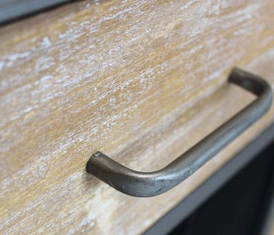 ORLY - madia industrial in acciaio e legno con portabottiglie