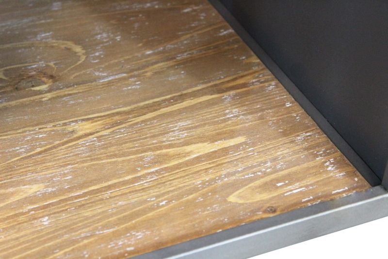 ORLY - madia industrial in acciaio e legno con portabottiglie