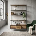 NELLO - libreria in legno e acciaio