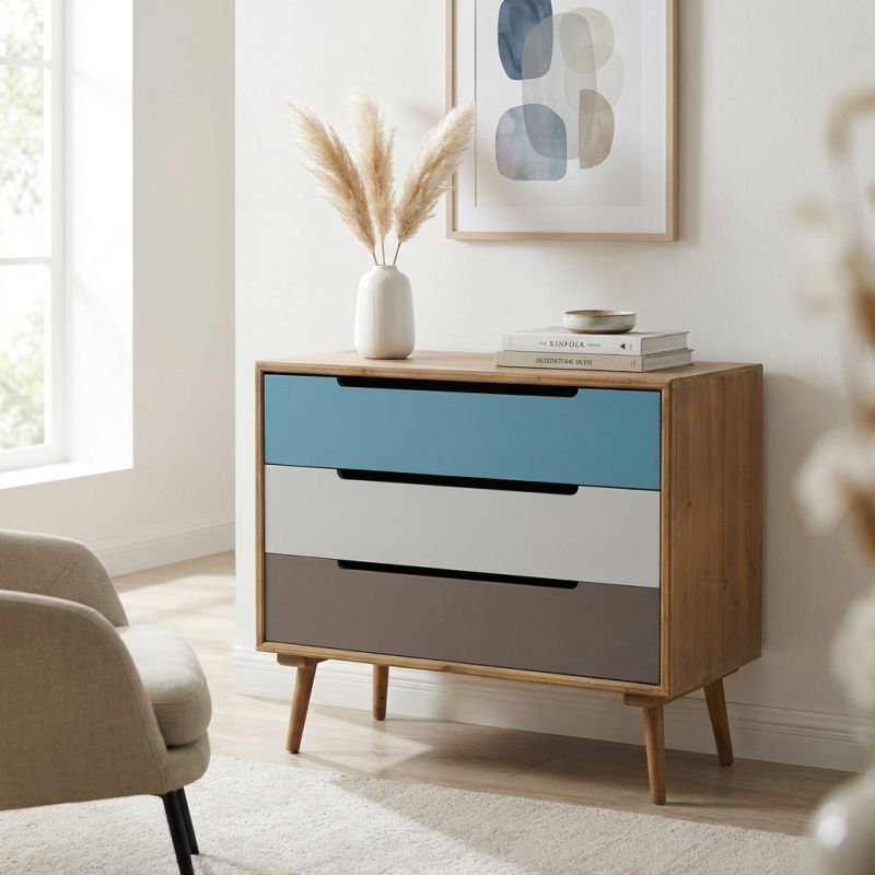 ADELINE - mobile 3 cassetti in mdf multicolor
