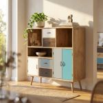 ADELINE - mobiletto 3 ripiani 3 ante 4 cassetti in mdf multicolor