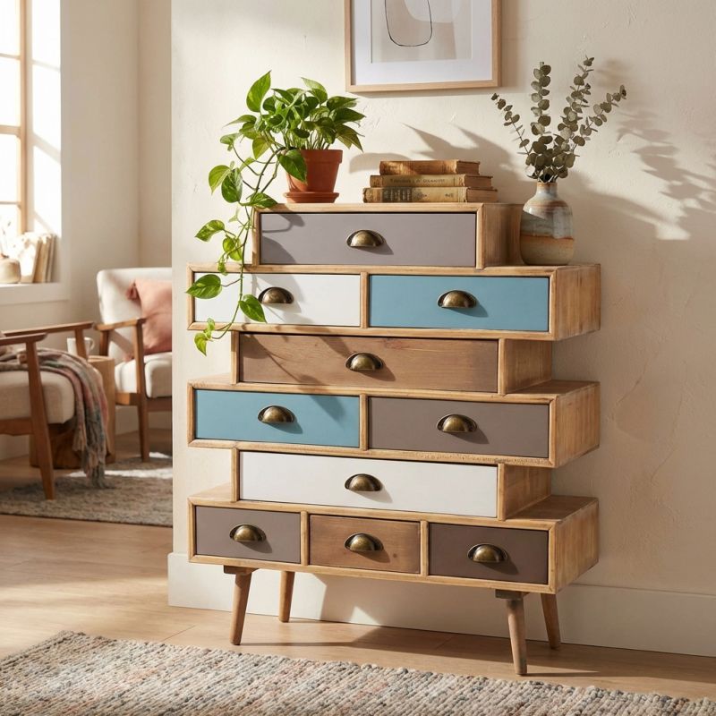 ADELINE - mobiletto 10 cassetti in mdf multicolor