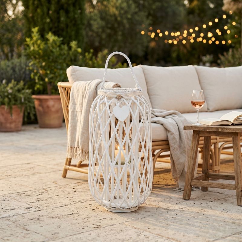 GENEVIEVE - lanterna in vimini tondo 18 x 76 cm
