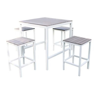 TAURUS - set tavolo bar completo con 4 sgabelli in alluminio