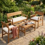 CAESAR - salotto da giardino in legno massiccio di acacia 2 posti completo di cuscini
