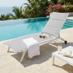 FELES - lettino da giardino impilabile in alluminio e textilene imbottito