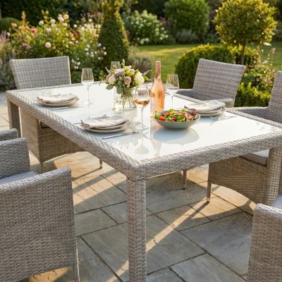 AXONA - tavolo intreccio in wicker e vetro