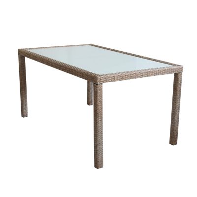 AXONA - tavolo intreccio in wicker vetro