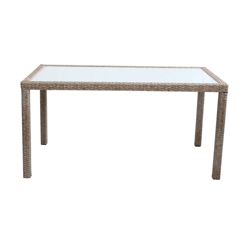 AXONA - tavolo intreccio in wicker vetro