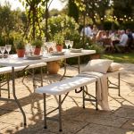 panca catering pieghevole e abs bianco