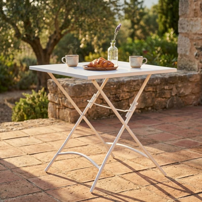 ROMANUS - tavolo da giardino quadrato pieghevole in ferro