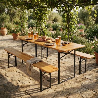 Set birreria con tavolo e due panche 220 x 80 cm