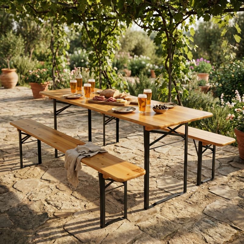 Set birreria con tavolo e due panche 220 x 80 cm
