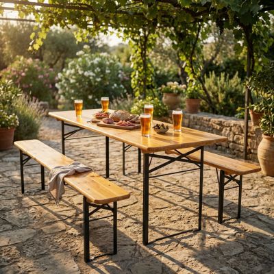 Set birreria con tavolo e due panche 220 x 80 cm