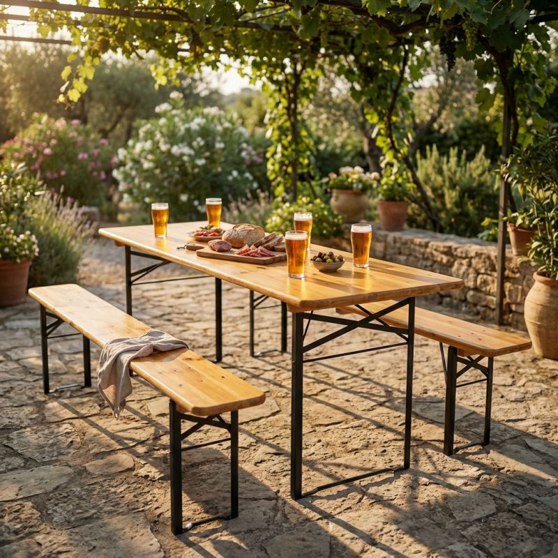 Set birreria con tavolo e due panche 220 x 80 cm