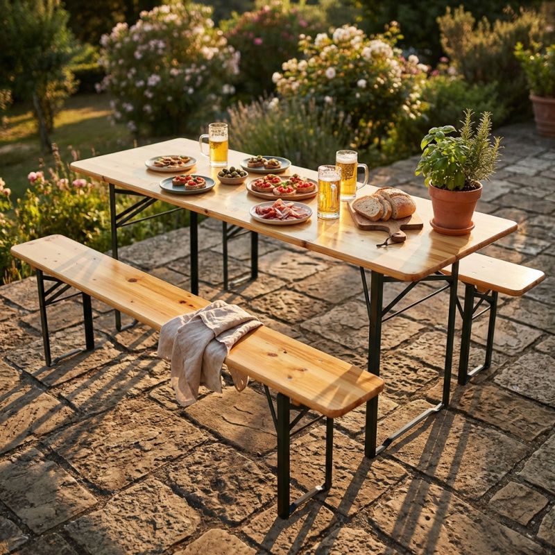 Set birreria con tavolo e due panche 200 x 70 cm